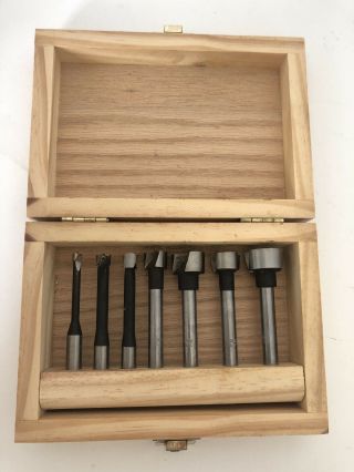 Vintage Craftsman 7pc Forstner Wood Boring Drill Bit Set In Wooden Box 1/4” - 1”