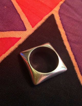 Vintage Mid - Century Modern Sterling Silver Ring,  Square Design,  16.  7gms Sz 8 - 1/2