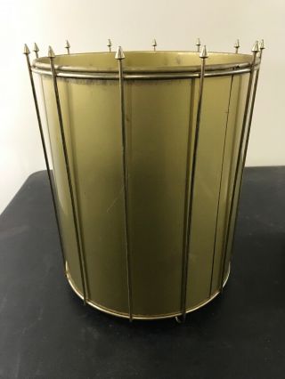 Vintage Mid Century Brass Tone Footed Trash Can 13 1/2” Tall K1