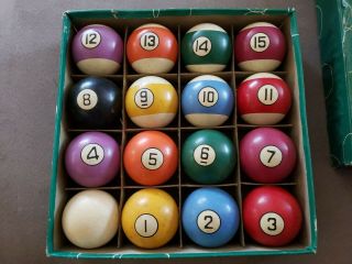 Antique Vintage Clay Billiard Pool Table Balls Full Set 16 Balls