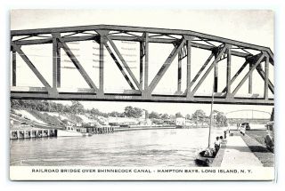 Vintage Postcard Railroad Bridge Shinnecock Canal Hampton Bays Long Island Ny R1