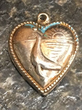 Vintage Sterling Puffy Heart Charm 1940’s: Seal
