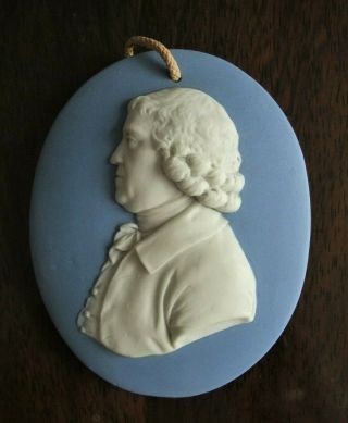 Antique 19thc Wedgwood Jasperware Portrait Medallion Of Josiah Wedgwood Hackwood