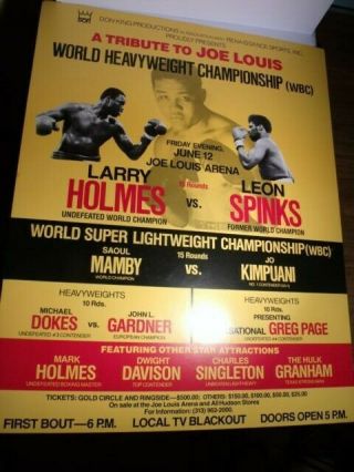 Larry Holmes Leon Spinks Boxing Poster,  1981,  Joe Louis Arena
