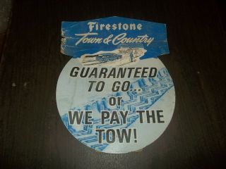 Vintage Firestone Town & Country Tires Cardboard Stand Up Sign Advertising