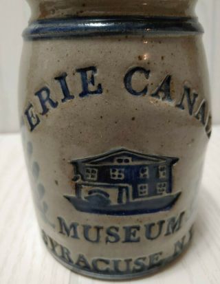 Vintage Erie Canal Museum Syracuse Ny Stoneware Signed Pot