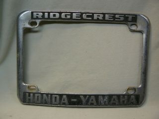 Vintage Motorcycle License Plate Frame Ridgecrest Honda - Yamaha California