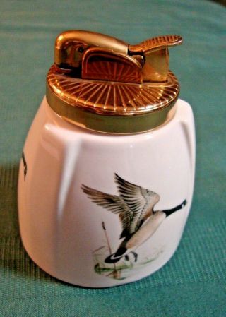 Vintage Evans Fine China Table Lighter Canadian Geese In Flight