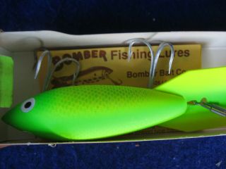 Vintage Bomber Neon Green Lure Wood ? Old Stock 2