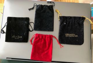 4 Small Vintage Velvet Drawstring Bags For Jewelry / Smalls - Presentation Pouch