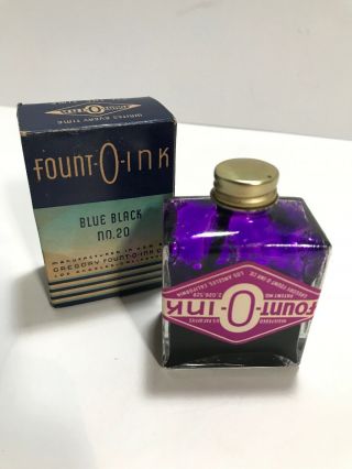 Vintage Fount - O - Ink W/ Box Blue Black No.  20 By Gregory Co.  50 Full