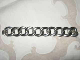 Vintage Taxco Mexico Sterling Silver Wide Curb Link Bracelet 51 Grams 7 1/4 "