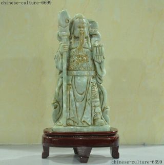 12 " Natural Emerald Ice Jadeite Jade Dynasty War Guan Gong Yu Warrior God Statue
