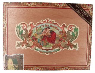 Flor De Las Antillas My Father Cigars Empty Wood Cigar Box 9 3/4 X 7 1/2 X 2”