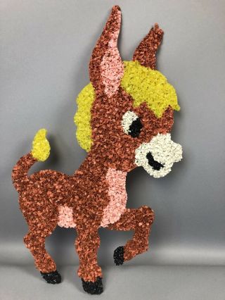 Vintage Melted Plastic Popcorn Donkey Wall Hanging Entry Door Decor Gift 21 "