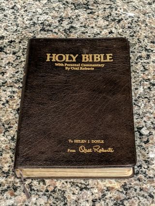 Vintage Holy Bible With Personal Commentary By Oral Roberts Kjv,  Leather