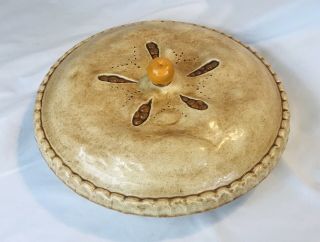 Vtg Berry Ceramic Pie Plate W/ Cover Lid - Keeper Server Dish Carrier 10 1/2 "