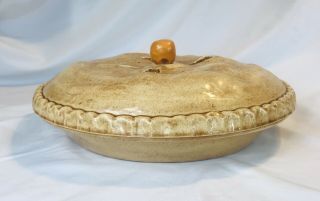 VTG Berry Ceramic Pie Plate w/ Cover Lid - Keeper Server Dish Carrier 10 1/2 