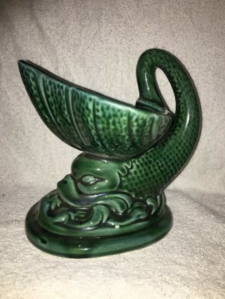 Vintage Hull? Mccoy? Green Fish Tail Ceramic Vase Planter 810 Usa