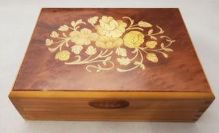 Vtg Giglio A.  S.  L.  A.  Handmade In Sorrento Italy Jewelry Trinket Box Floral Inlay