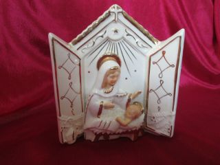 Vintage Mary And Baby Jesus In Manger Christmas Planter Altar Style