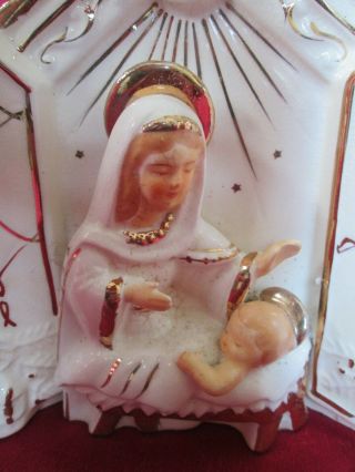 Vintage Mary and Baby Jesus in Manger Christmas Planter Altar Style 2