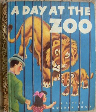 Vintage Little Golden Book A Day At The Zoo " A " 1st Edition 42 Pages