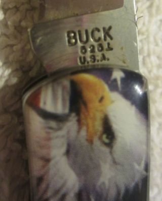 Vintage Rare Buck 5251 pocket folding knife,  Patriotic,  American flag eagle,  USA 2