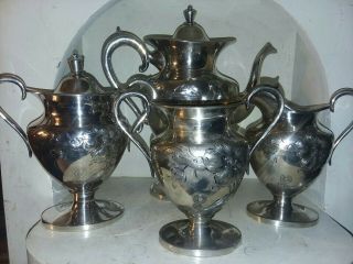 Antique Middletown Silver Co Silverplate 4 Piece Teaset
