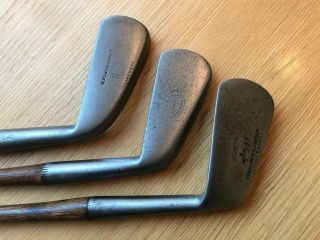 3 Antique Hickory Shafted Smooth Faced Irons In Playable