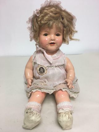 Vintage 16 " Ideal Baby Shirley Temple Doll Flirty Eyes