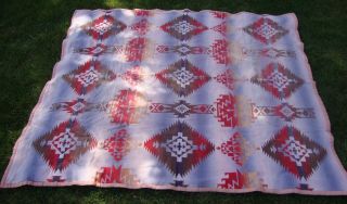 Vintage Camp Cabin Lodge Blanket Beacon Style Adirondack Cotton Geometric Design