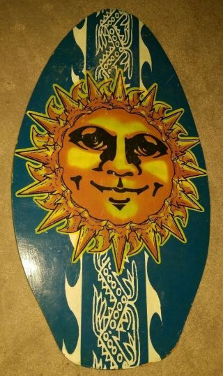Vintage Wooden Boogie Board Surf Skimboard Sun Art Image