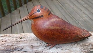 Vintage 1972 E.  Butler Wood Carved Woodcock Vintage Duck Decoy