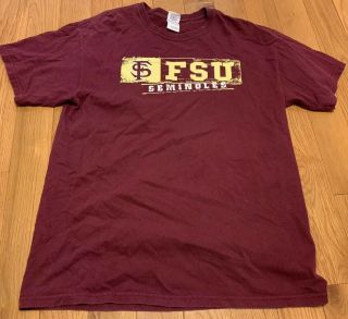 Florida State University Seminoles Burgandy T Shirt Size Large Ncaa Team