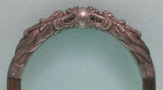 Antique Chinese Export Silver And Bamboo Dragon Head Bangle Bracelet