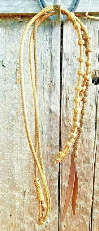 Vintage Braided Rawhide Reins - Reins 45 " - Romel 42 " With Leather Popper