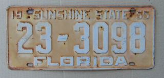 Old Vintage 1955 Florida Fl Fla Car License Plate Tag 23 3098