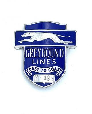 Vintage Greyhound Lines Bus Drivers Uniform Hat Cap Metal Badge