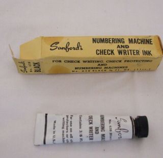 Vintage Sanfords Numbering Machine And Check Writer Ink 638 Black Stampers