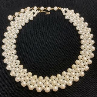 Vtg Victorian Revival Faux Pearl Wide Choker Collar Necklace 3/4 “ Wide 13” Long