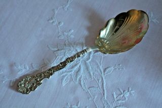 Antique Gorham,  Sterling,  Large Serving Spoon,  Gold Wash,  " Versailles " C.  1888