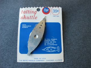 Vintage Boye Usa Tatting Shuttle With Removable Bobbin In Cardboard