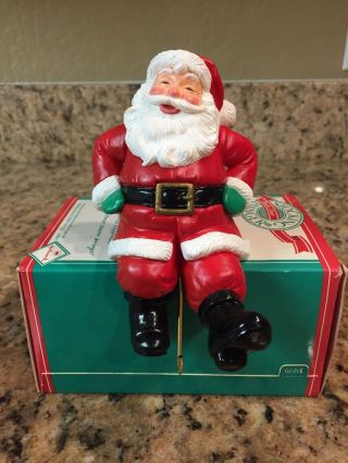 Vintage Hallmark Santa Claus Stocking Holder Hanger 5 " Christmas Box Decor 1988