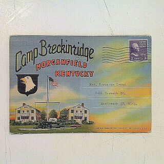 Vintage Color Camp Breckinridge Morganfield Kentucky Fold - Out Postcard Album Usa
