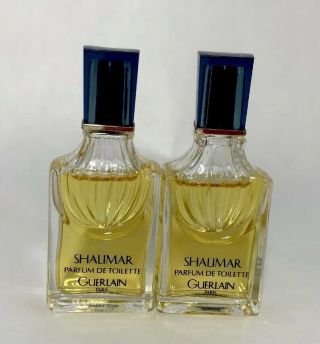 2 Vintage Guerlain Shalimar Parfum De Toilette.  25 Oz Mini Splash Perfume