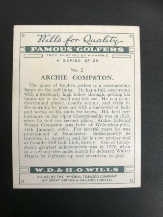 1930 W.  D.  & H.  O.  Wills Famous Golfers: Archie Compston 2 2