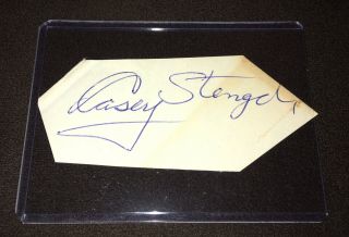 Casey Stengel Baseball Signed Autographed Vintage Cut