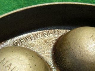 Vintage Griswold Ebelskiver Pan Cast Iron No 32 Danish Apple Pancake Usa Skillet