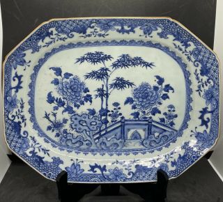 A Fine Antique Chinese Qianlong Blue And White Platter Plate Charger